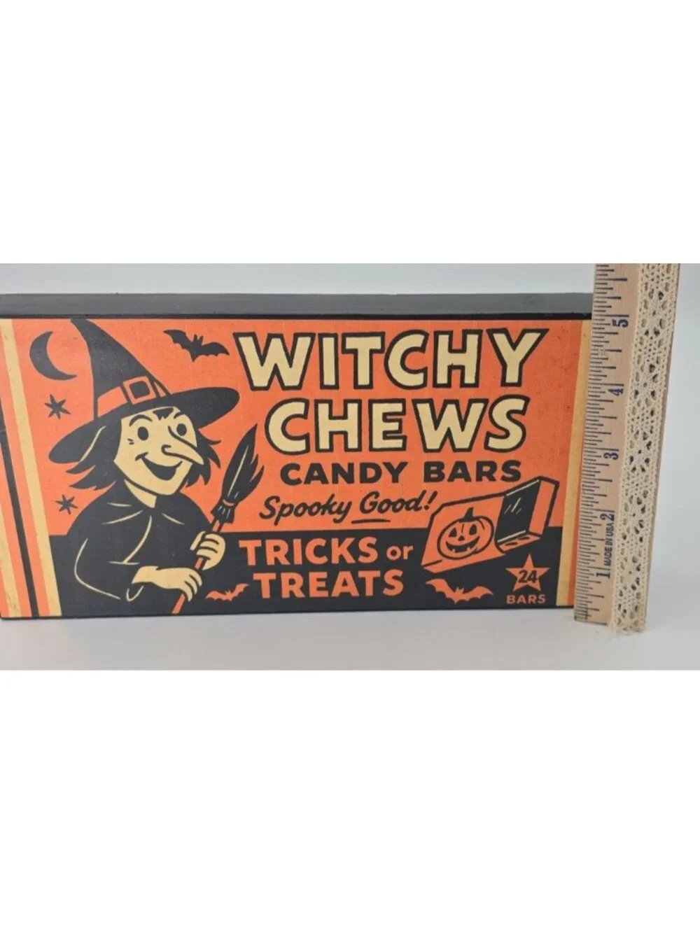 OOAK Set of 3 Retro Halloween Wood Wall Signs Candy Advertising Ghost Cat Witch